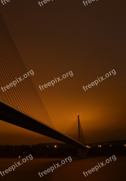 Night Long Exposure Bridge River Evening