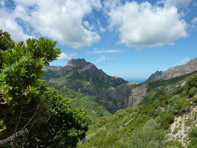 Corsica Mountains Mountain Landscape Hiking Mountain Forests