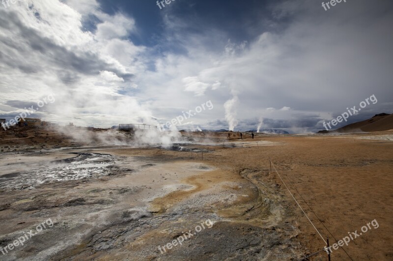 Namaskard Sulphur Pits Iceland Boiling Mud Mývatn Free Photos