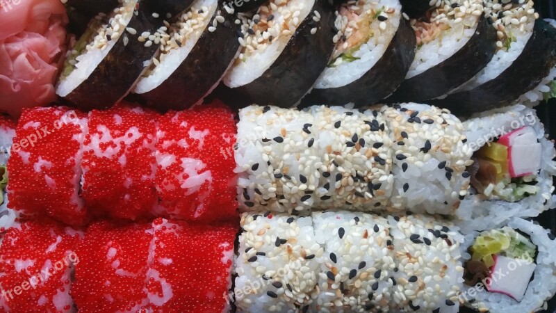 Sushi Rolls Food Japanese Rice