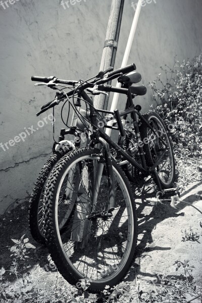 Bikes Pole Alley Wheel Shadows