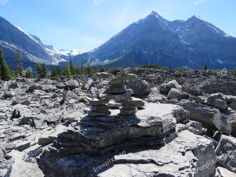 Inukshuk Inuit Rocky Mountains Alberta Canada