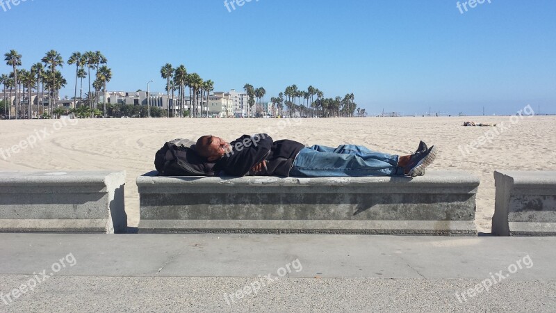 Beach Homeless Venice Beach Sleeping Beach Bum