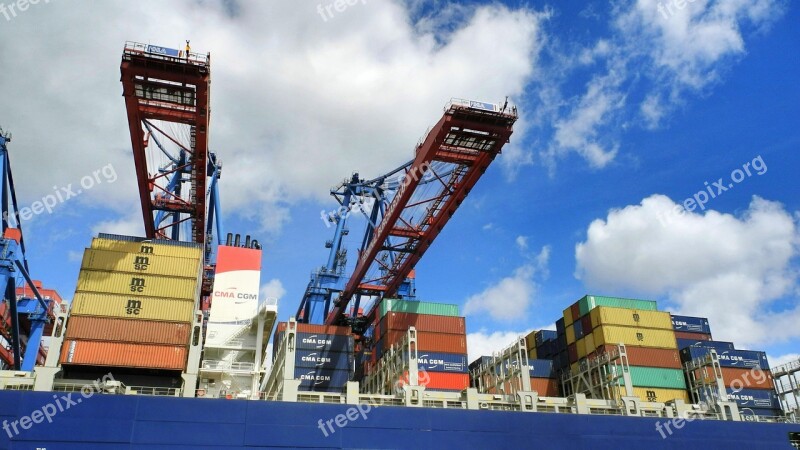 Harbour Cranes Port Port City Container Container Ship