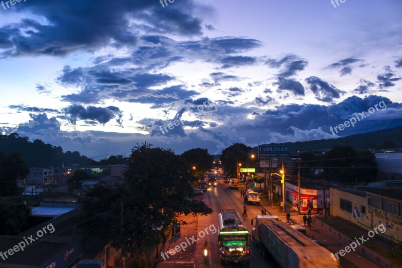 Landscape Sunset Sky Cars Road