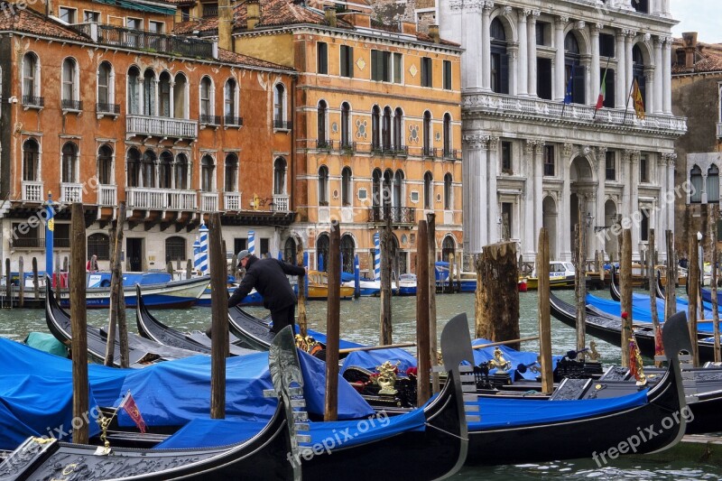 Venice Italy Gondolas Europe Blue