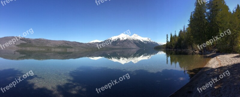 Glacier Montana Lake Panorama Landscapes