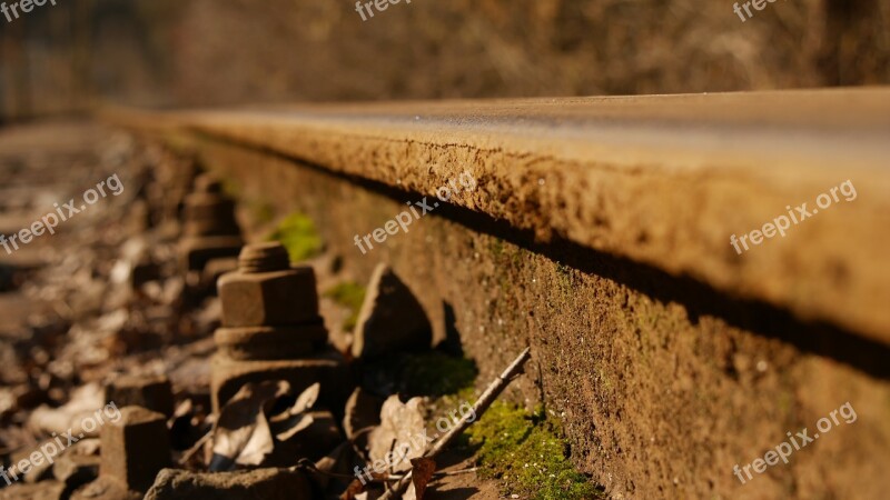 Track Pebble Train Railroad Track Rust