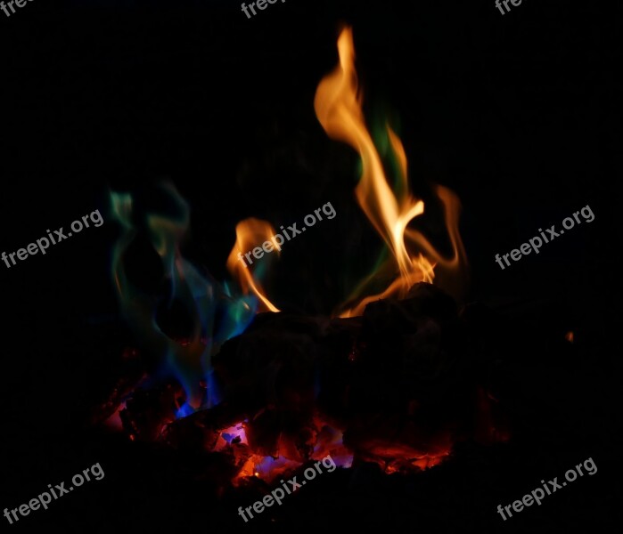 Fire Colorful Embers Color Surreal