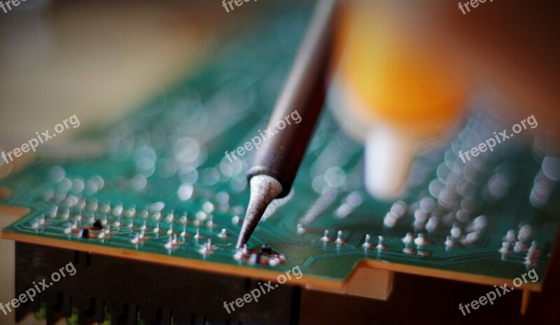 Solder Printed Circuit Boards Macro Motherboard Chip