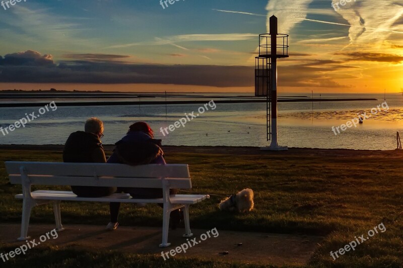 Sunset Abendstimmung Wadden Sea North Sea Nordfriesland