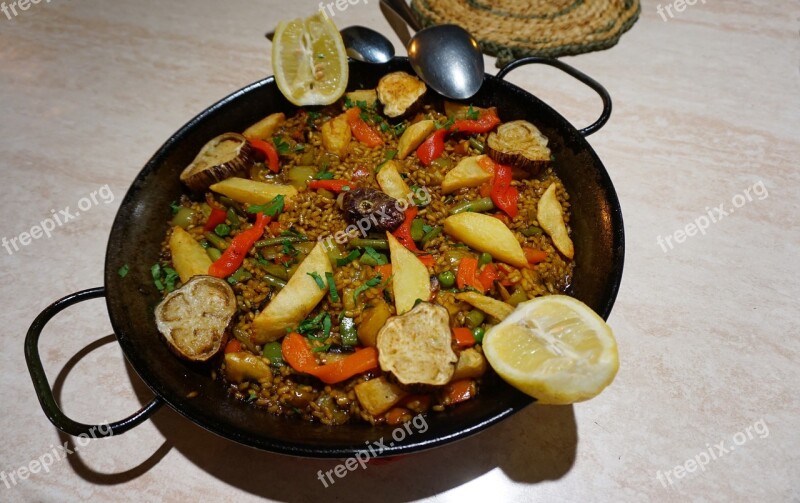 Vegan Paella Spain Paella De Verduras Vegetables Rice