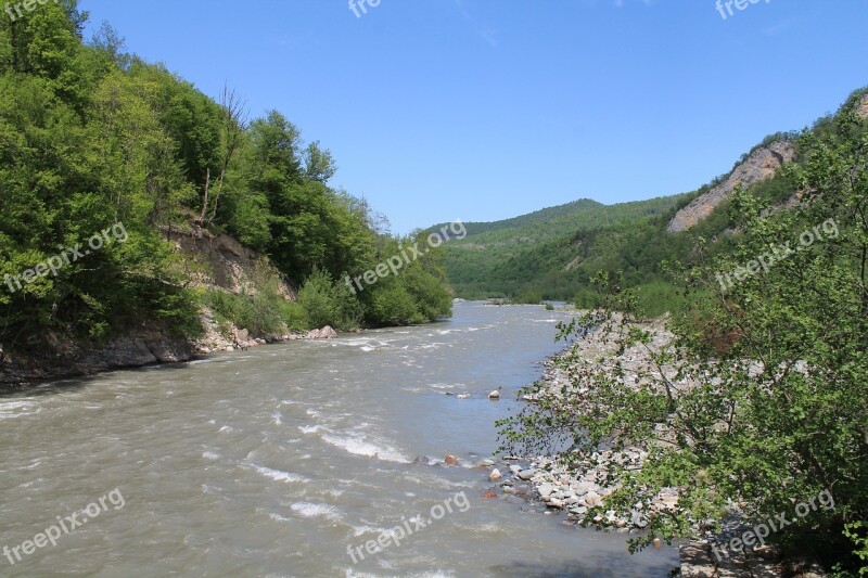 River Mountains Nature Landscape Stroll