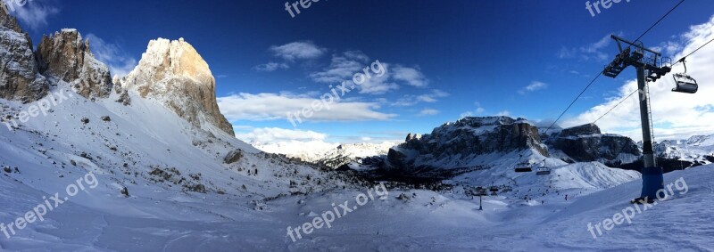 Dolomites Panorama Ski Mountains Nature