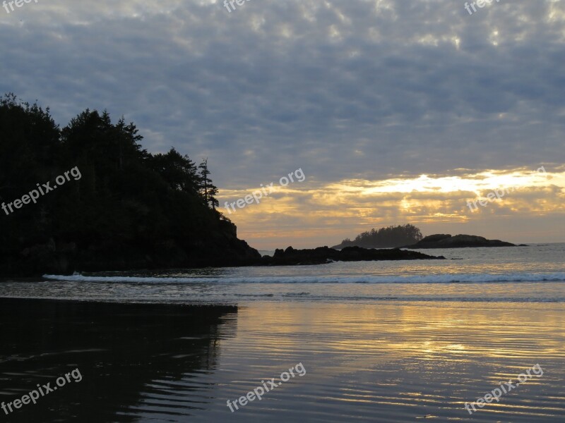 Sunset Beach Ocean Sea Waves