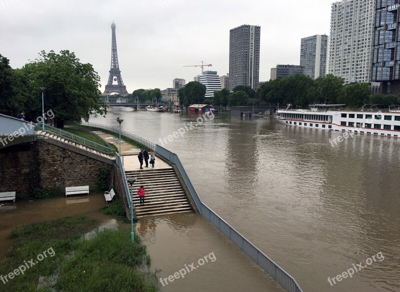 Flood Seine Paris Water Bridge