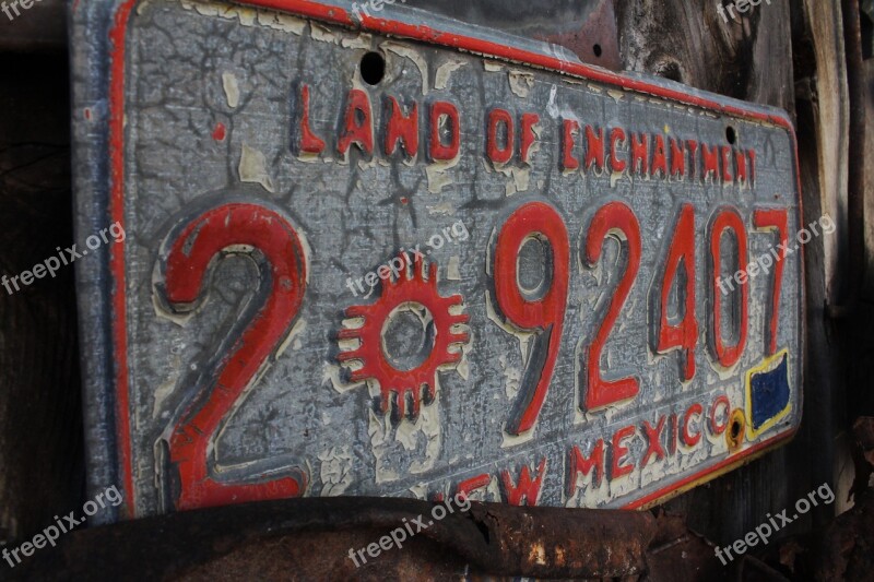 License Plate New Mexico Antique Land Of Enchantment New Mexico License Plate