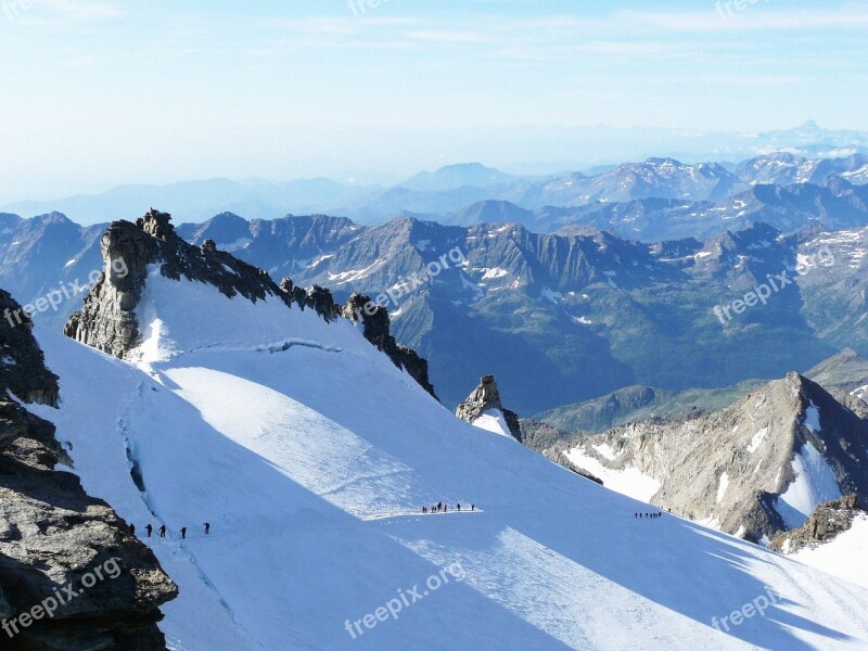 Gran Paradiso Mountain Snow Hiking Winter