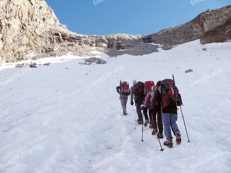 Gran Paradiso Glacier Mountain Crevices Ice