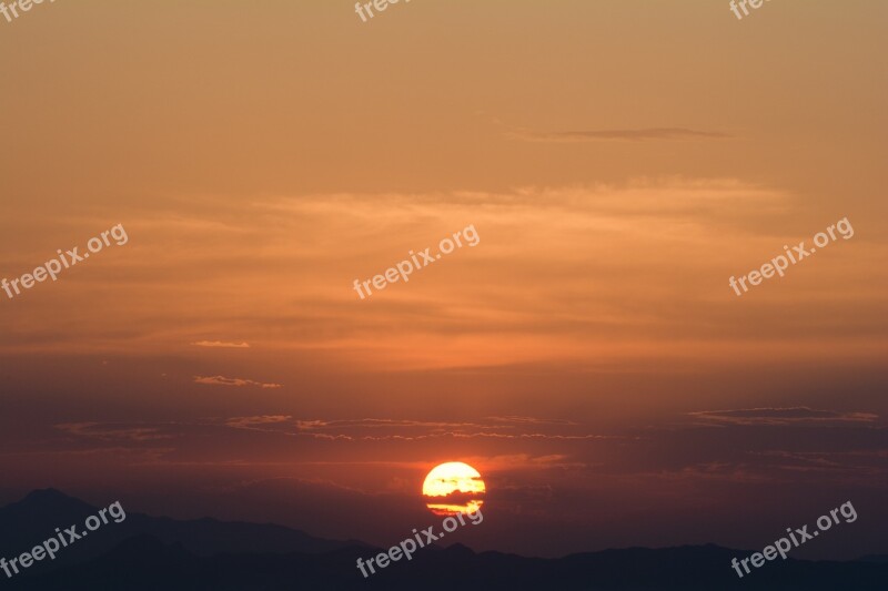 Sunset Spain Red Orange View