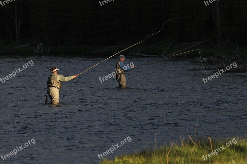 Fishermen Anglers Fly Fishing River Angling