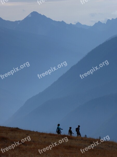 Olympic Mountains Backpackers Hiking Landscape Mountain