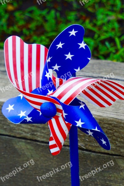 Pinwheel Spinner Rotator Red White And Blue Usa