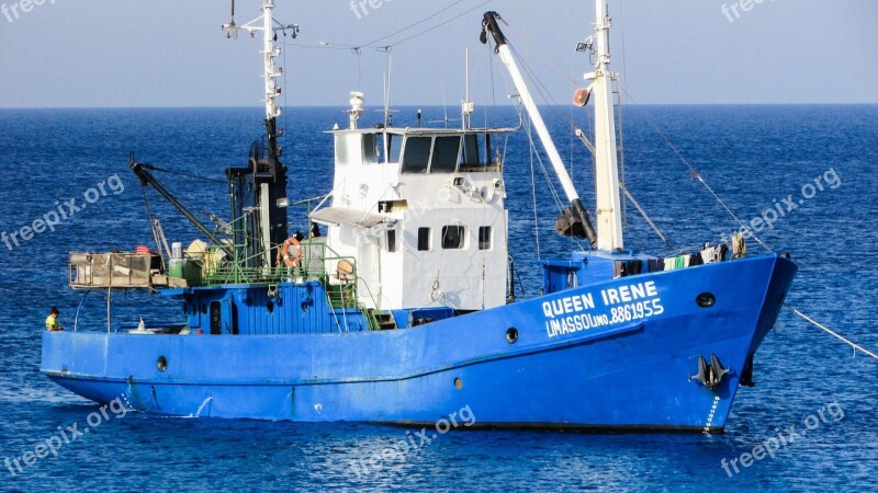 Motor Ship Fishing Ship Fishing Sea Cyprus