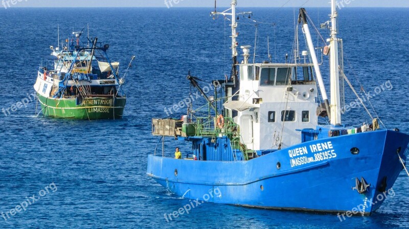 Motor Ship Fishing Ship Fishing Sea Cyprus