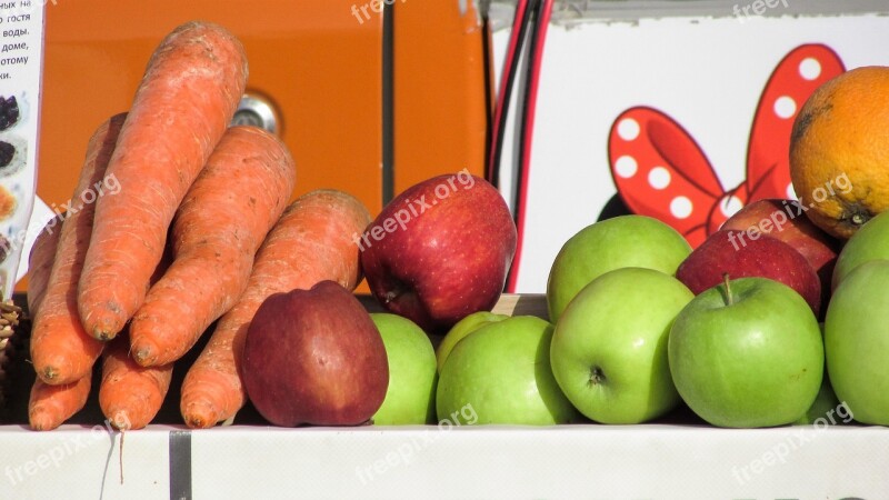 Fruits Carrots Oranges Apples Fresh