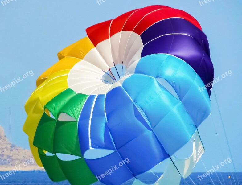 Parachute Paragliding Colours Rainbow Colours Balloon