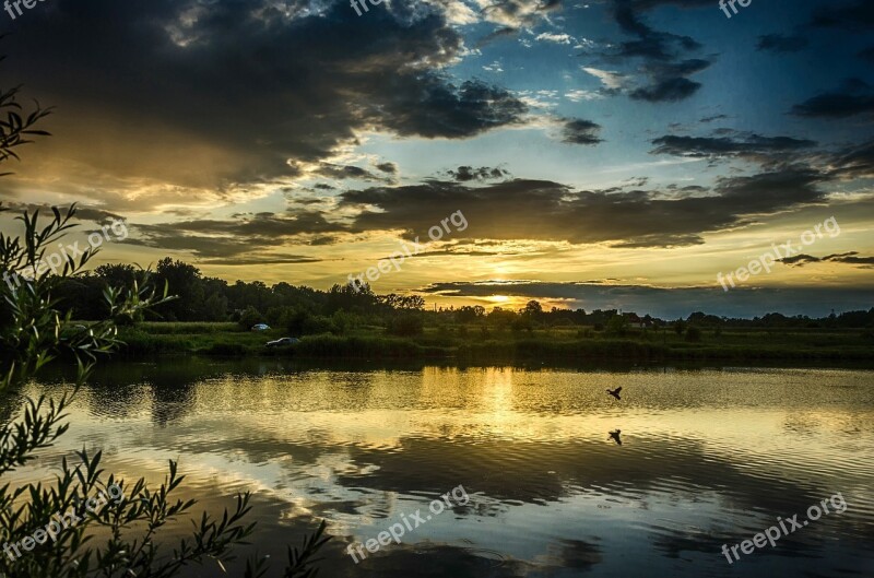 Tyniec Wisla Landscape Sunset Free Photos