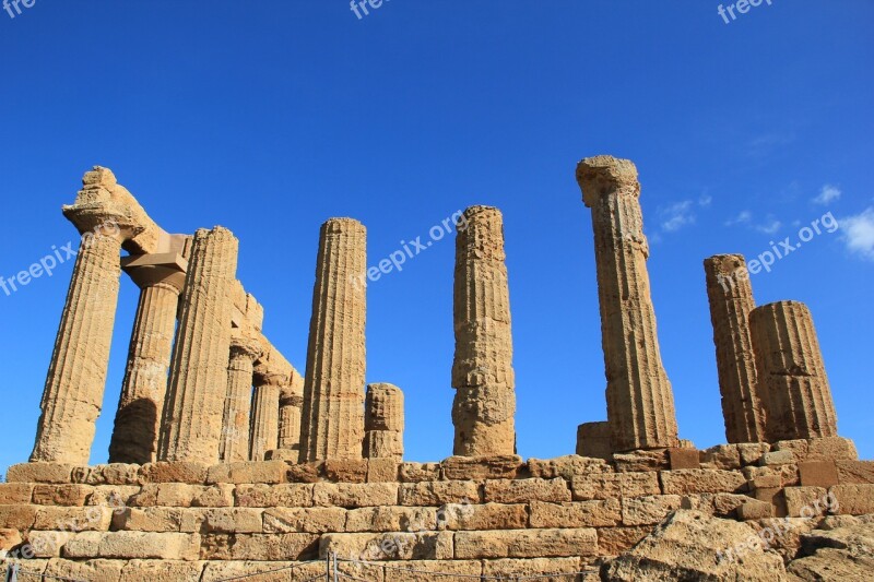 The Ruins Of The Theatre Sicily Columns Ancient