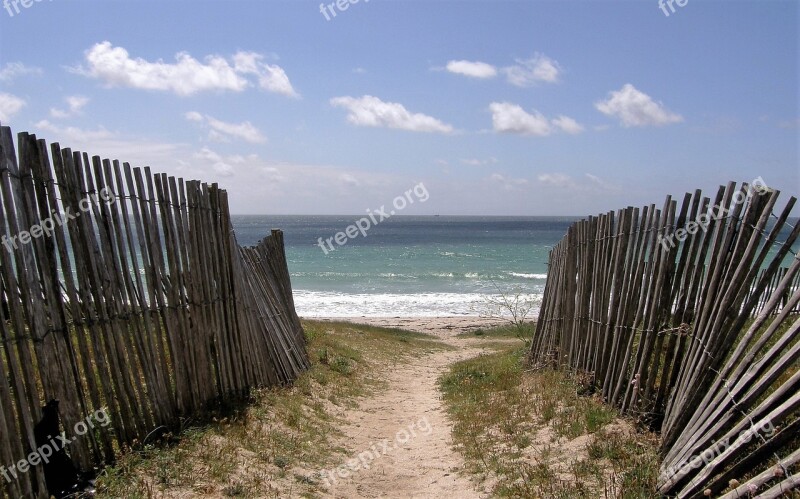 Beach Fences Brittany Dune Sand Beach