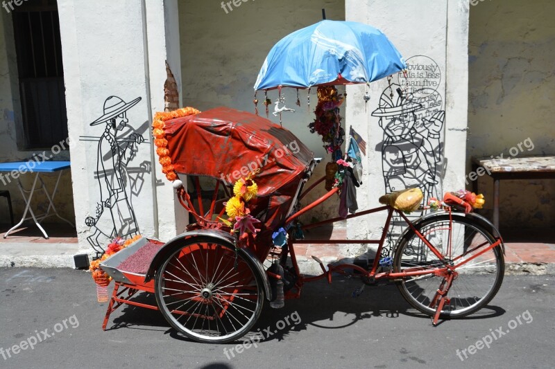 Rickshaw Three Wheeled Passenger Bike Sunny Shadows Cycle Rickshaw