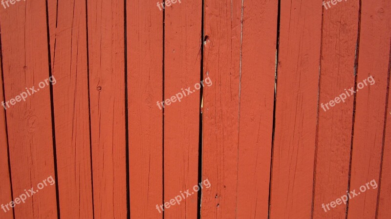 Fence Wooden Red Orange Color Wall