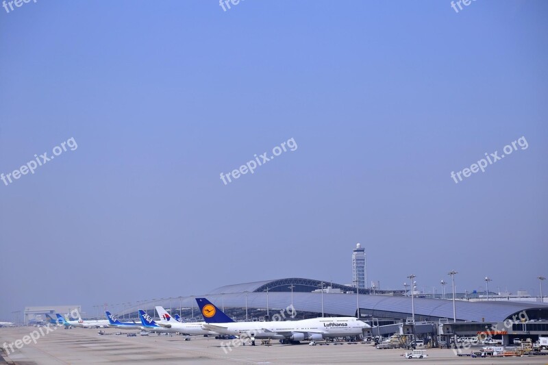 Japan Kansai International Airport Boeing 747 Blue Sky Osaka