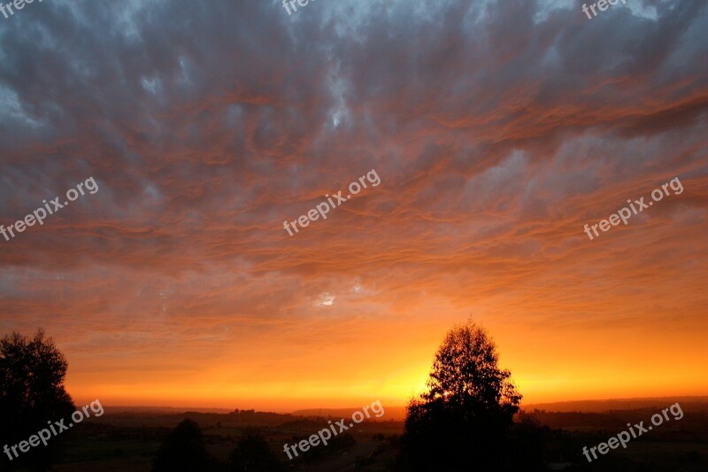 Sunset Sky Fire Cloudscape Evening