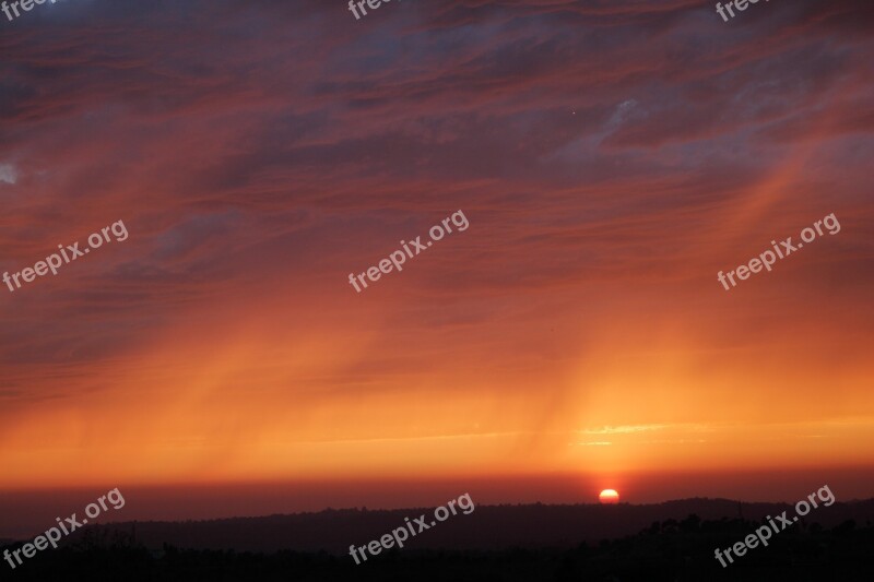 Sunset Sky Fire Cloudscape Evening