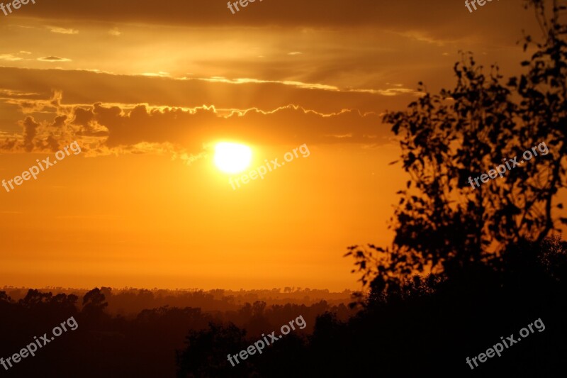 Sunset Sky Fire Cloudscape Evening