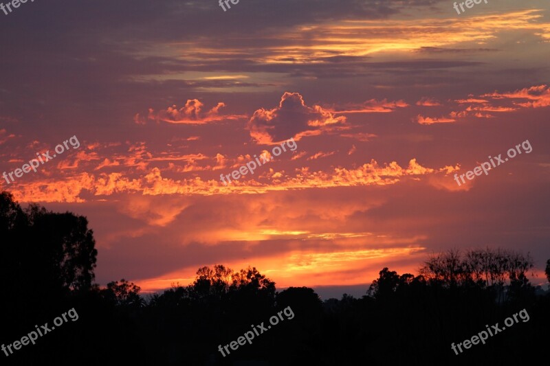 Sunset Sky Fire Cloudscape Evening