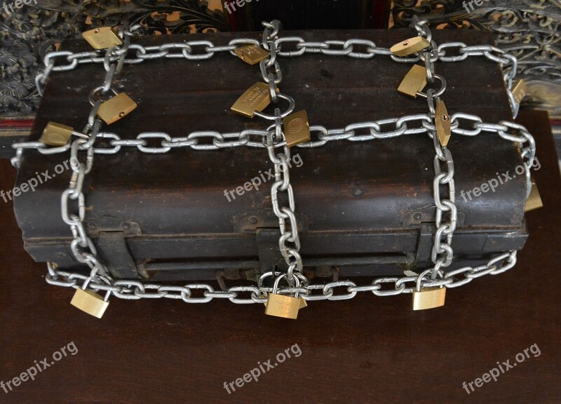 Strong Box Chains Locks Box Strength