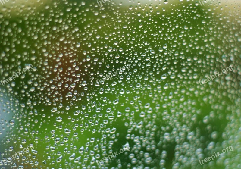 Drops Of Water Pane Glass Rain Rainy