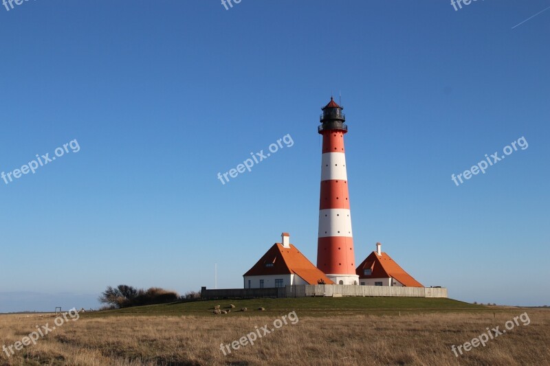 Lighthouse Westerhever Eiderstedt North Sea Nordfriesland