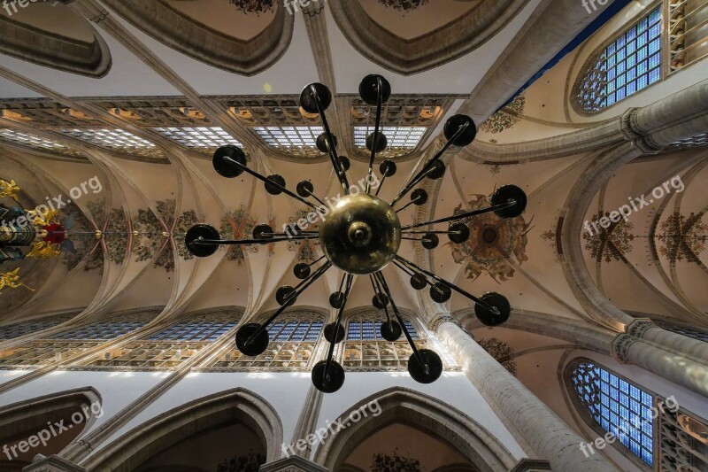 Church Inside Building Old Chandelier