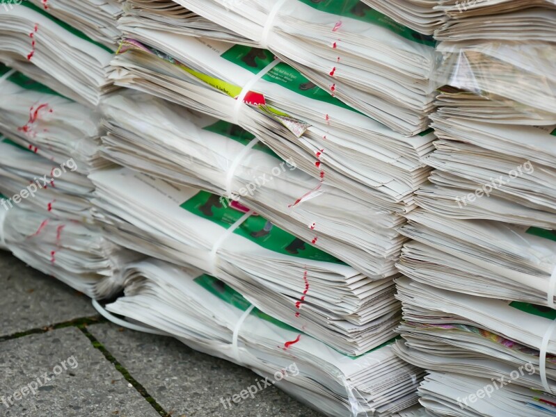 Newspaper Pile Stack Material Waste