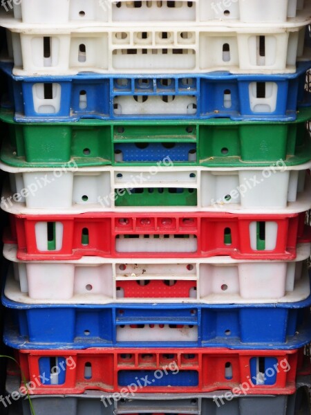 Boxes Stack Heap Plastic Colors