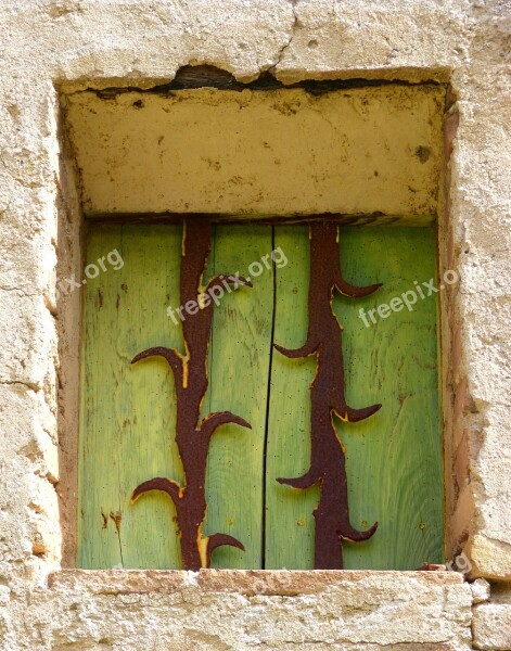 Window Bars Old Iron Wood