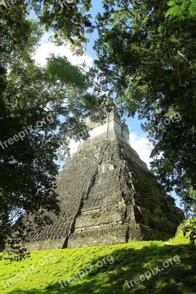 Guatemala Tikal Maya Columbian Civilization Pyramid