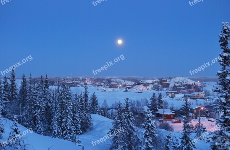 Yellowknife Northwest Territories Winter Night Canada